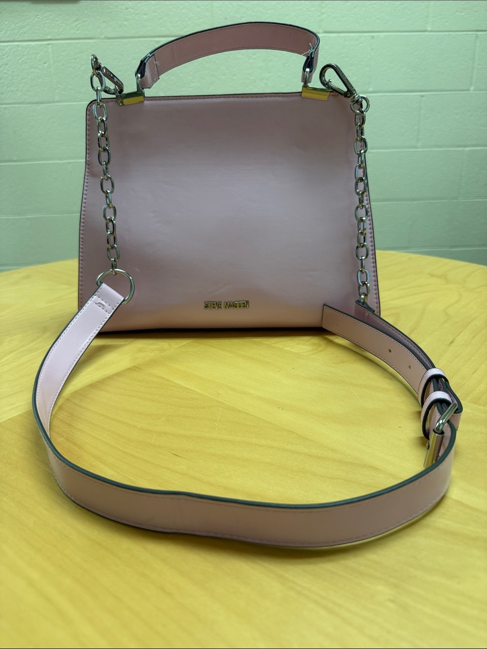 Steve Madden Light Pink Structured Top-Handle Purse